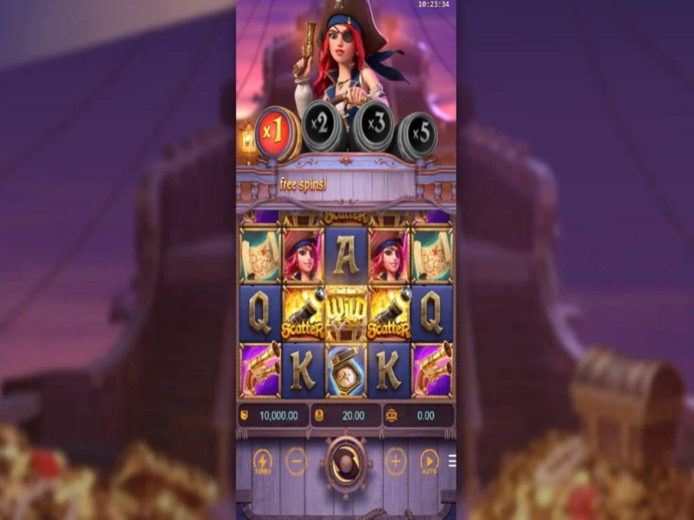 赏金女王游戏界面，海盗宝藏冒险主题